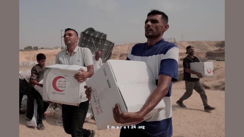 الإمارات تواصل جهودها الإنسانية بغزة: توصيل 500 طن من الغذاء جواً