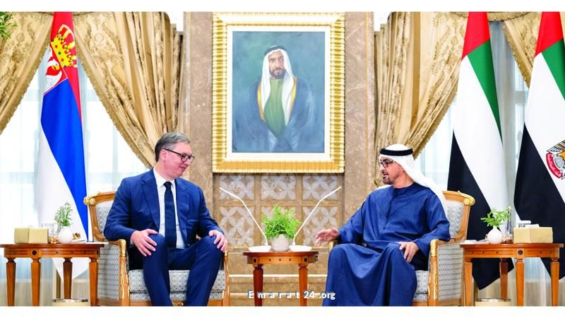 رئيس الدولة ونظيره الصربي يشددان على أهمية الحوار لحل الأزمات بالمنطقة رئيس الدولة ونظيره الصربي يشددان على أهمية الحوار لحل الأزمات بالمنطقة