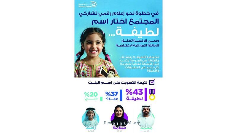دبي الرقمية تطلق أفراد الأسرة الافتراضية والاسم المختار للفتاة هو لطيفة