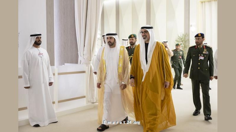 خالد بن محمد وحمدان بن محمد يرحبان بالوفود في معرض دبي للطيران 2025