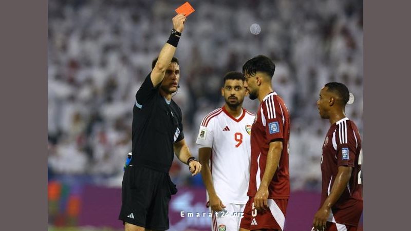 حكم مباراة الإمارات وقطر يثير الجدل بسبب الوقت الضائع حكم مباراة الإمارات وقطر يثير الجدل بسبب الوقت الضائع