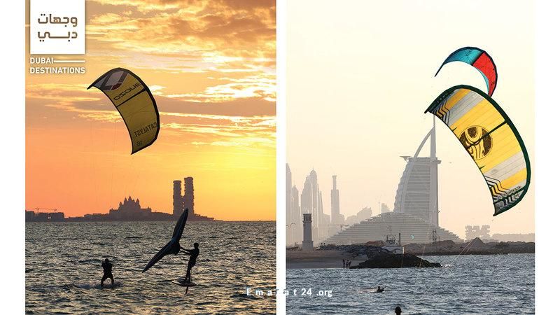 تحديات الكايت سيرف والرقص فوق أمواج دبي