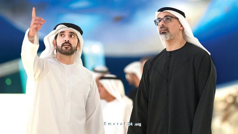 خالد بن محمد وحمدان بن محمد يزوران متحف التاريخ الطبيعي بأبوظبي