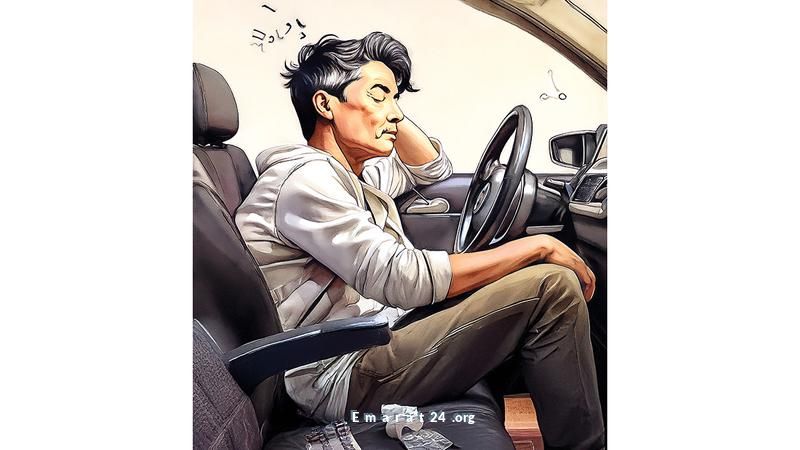 سائق نائم يفضح متعاطي يقود مركبة مستعارة دون رخصة