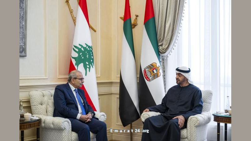 الرئيس يؤكد دعم الإمارات لوحدة وسيادة لبنان وسلامة أراضيه الرئيس يؤكد دعم الإمارات لوحدة وسيادة لبنان وسلامة أراضيه