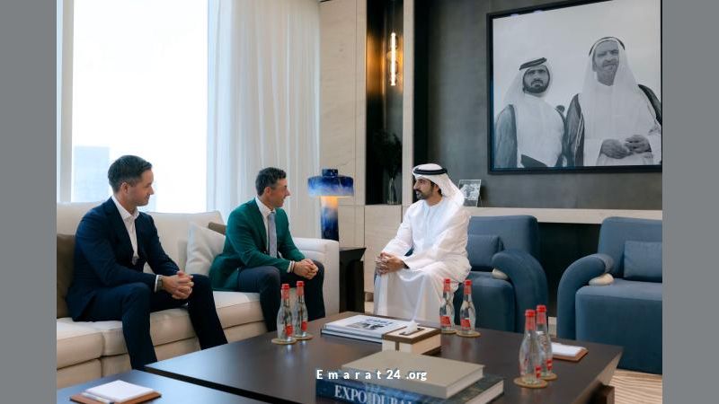 حمدان بن محمد يجتمع مع روري ماكلروي بطل جولة دي بي ورلد للمرة السادسة